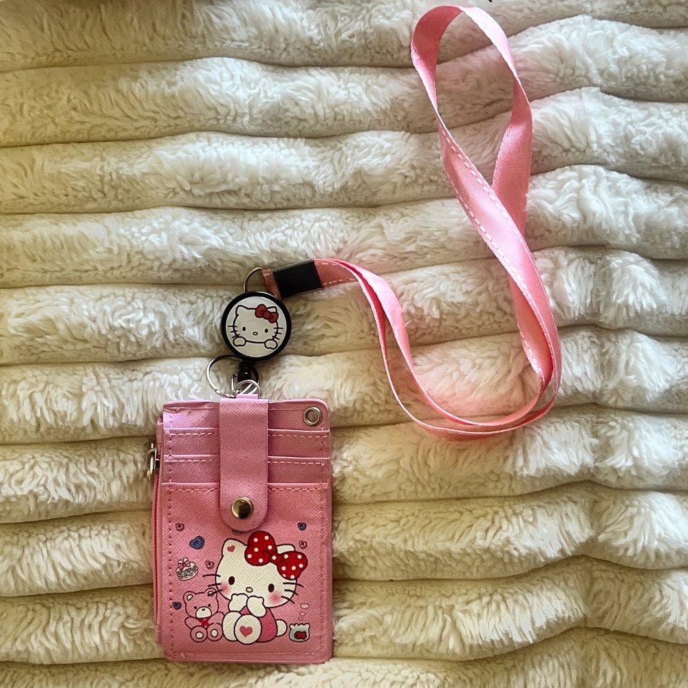 Hello Kitty Fashion Wallet, Id Lanyard Zipper Great4 Nurses Work, Travel, School